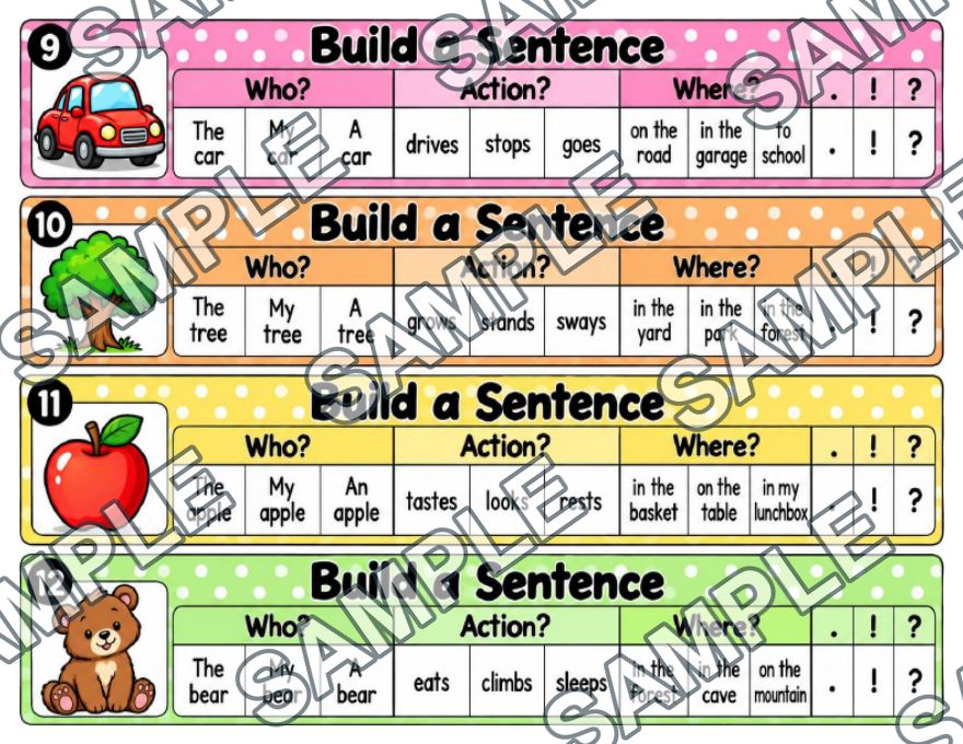 Build a Sentence Task Strips — sample page 2