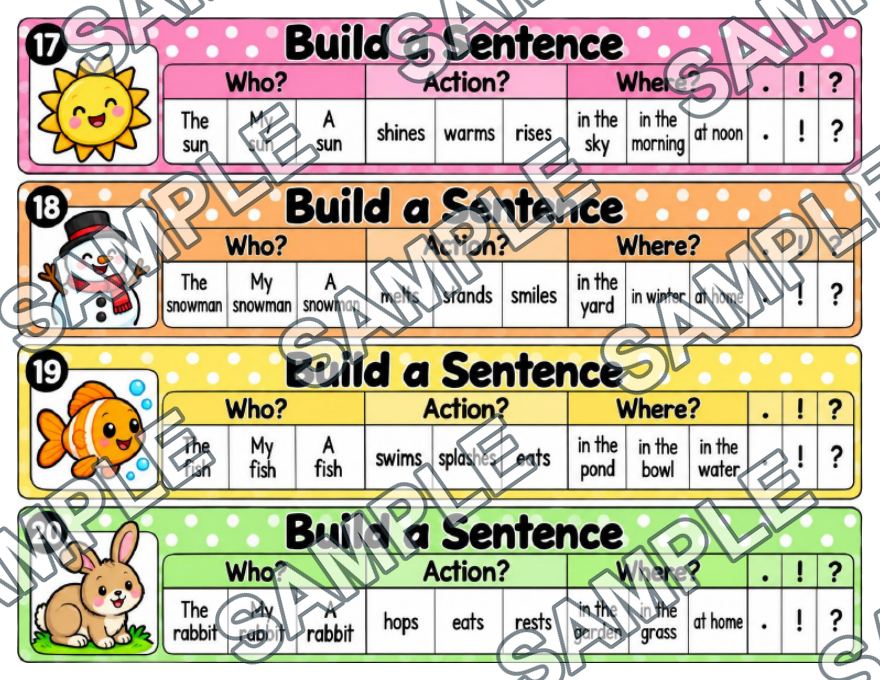 Build a Sentence Task Strips — sample page 3
