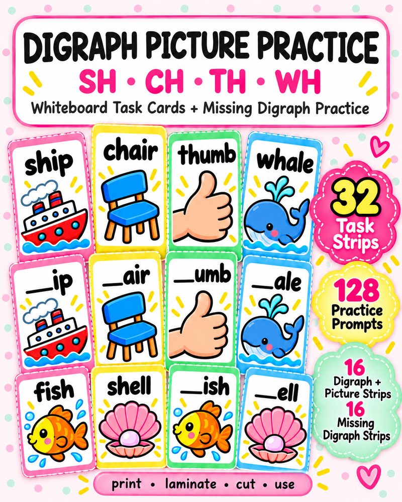 Digraph Picture Practice Task Cards