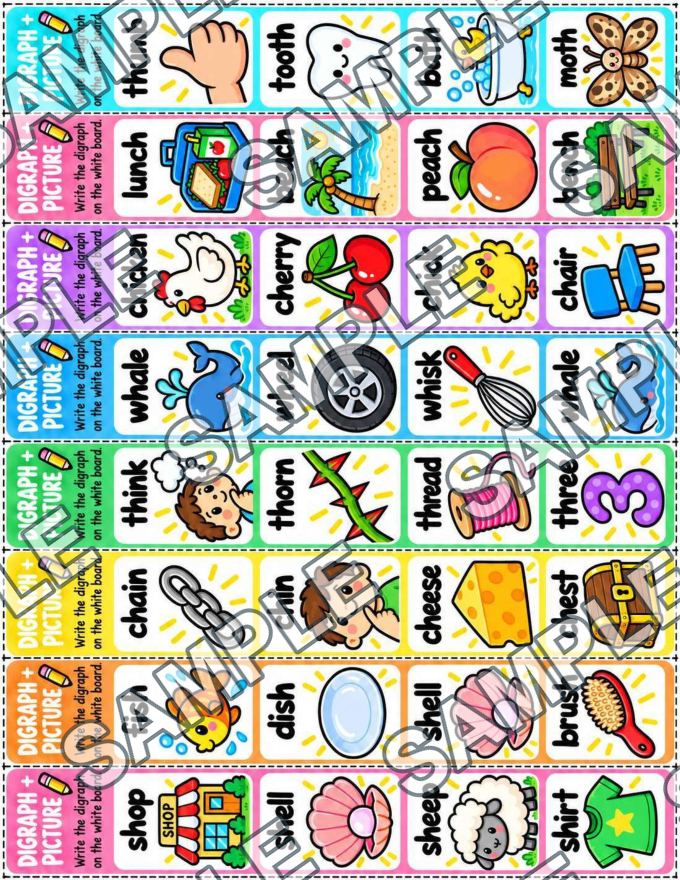 Digraph Picture Practice Task Cards — sample page 1