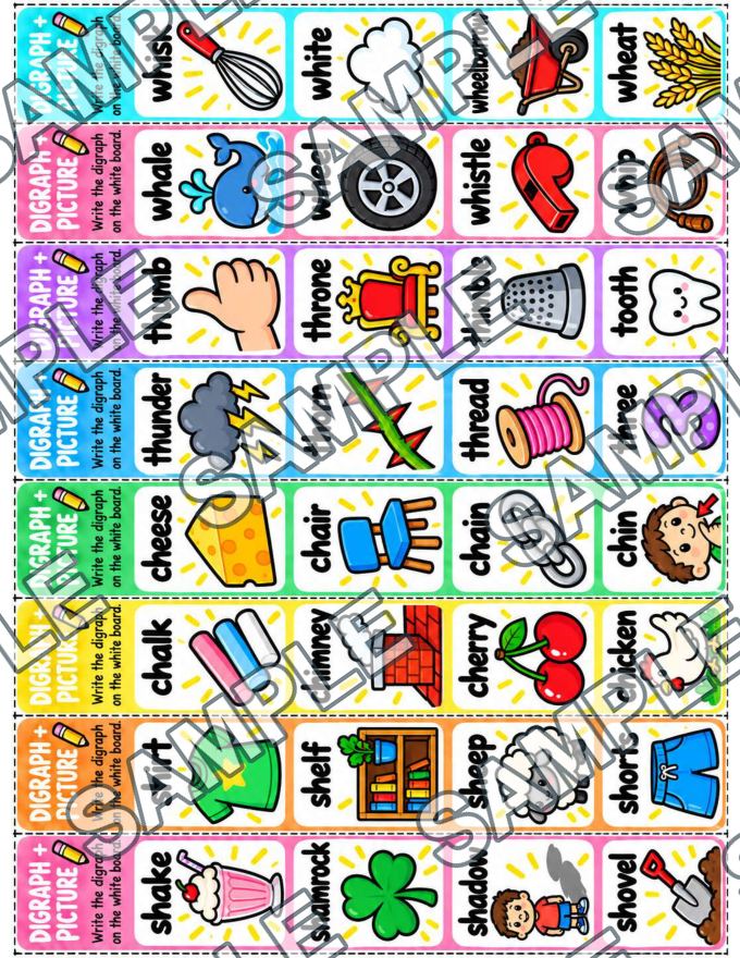 Digraph Picture Practice Task Strips — sample page 2