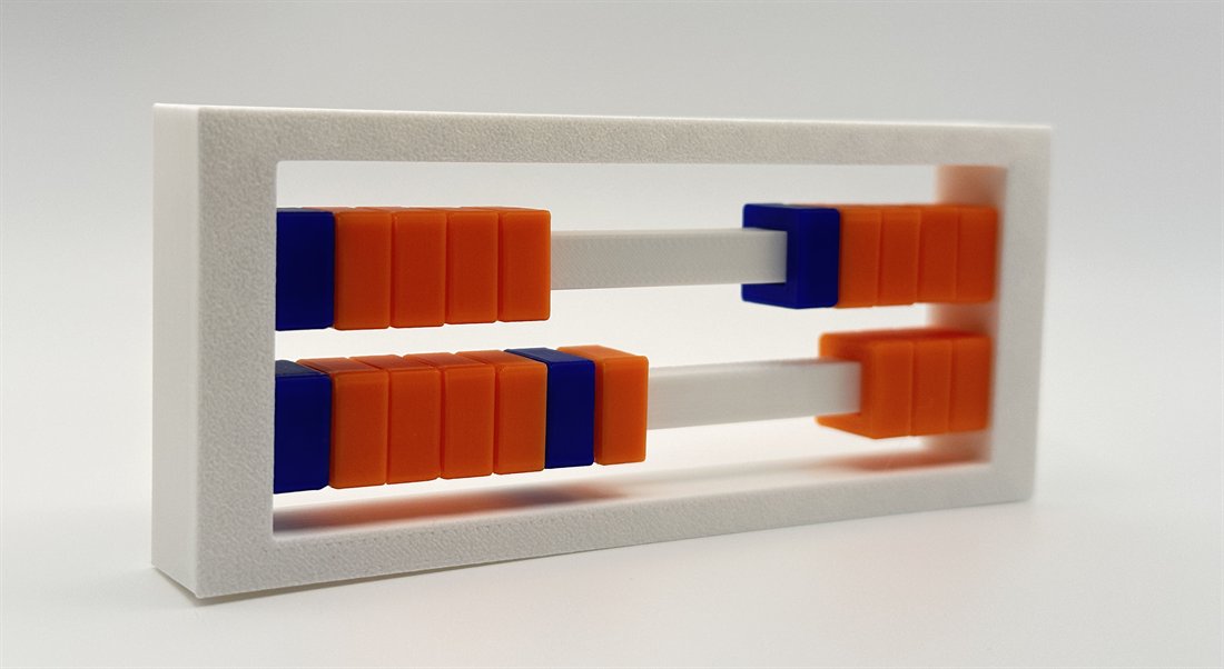 Skip-count abacus with every fifth bead a contrasting color